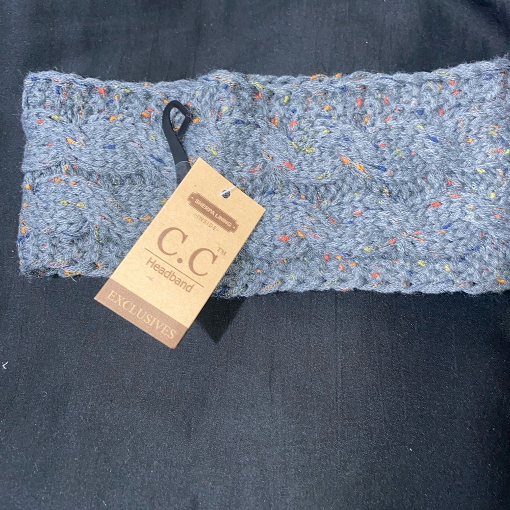 C.C Sherpa Lining Crocheted headband Never Worn New With Tags 2 Pack Black-Grey
